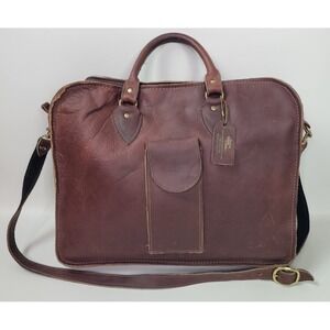 Vtg Down Home Leather Brown Leather Briefcase‎ Messenger Satchel Bag